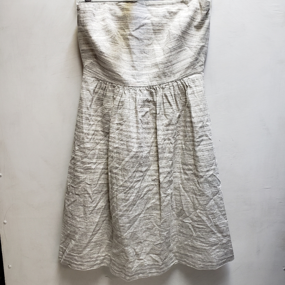 Banana Republic grey/white size 2 strapless linen dress w/ pockets spring summer